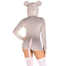 Комбінезон–костюм миші Leg Avenue Comfy Mouse M, з капюшоном – сірий/білий