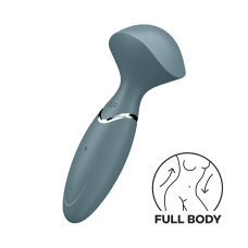 Компактний вібромасажер – Satisfyer Mini Wand-er Grey – 12 режимів роботи, подвійне використання