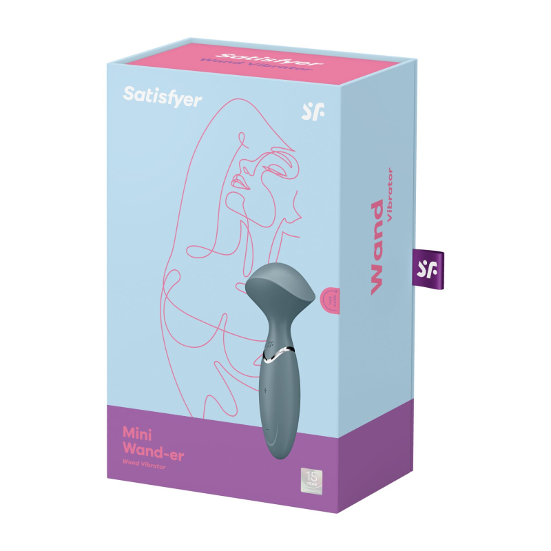 Компактный вибромассажер – Satisfyer Mini Wand-er Grey – 12 режимов работы, двойное использование
