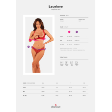 Комплект білизни Obsessive Lacelove cupless 2–pcs set M/L Червоний, відкритий доступ, відкриті груди