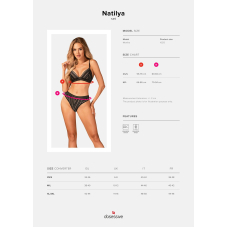 Комплект білизни Obsessive Natilya 2–pcs set XS/S, чорний колір, бюстгальтер, трусики