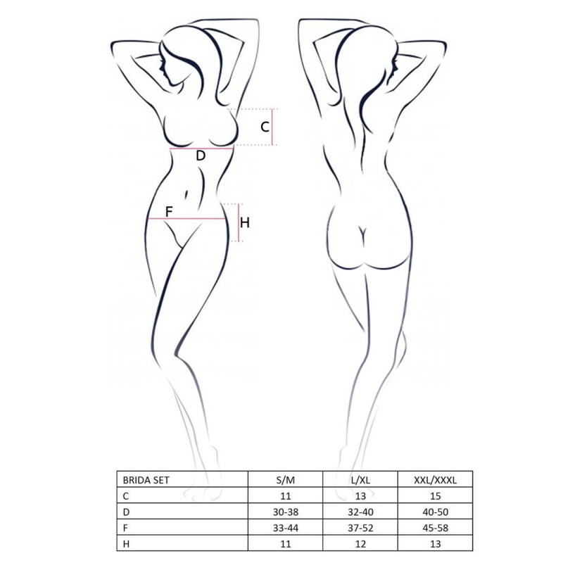 Комплект белья Passion Exclusive BRIDA SET OpenBra 2XL/3XL Черный трусики–танга пояс открытый лиф