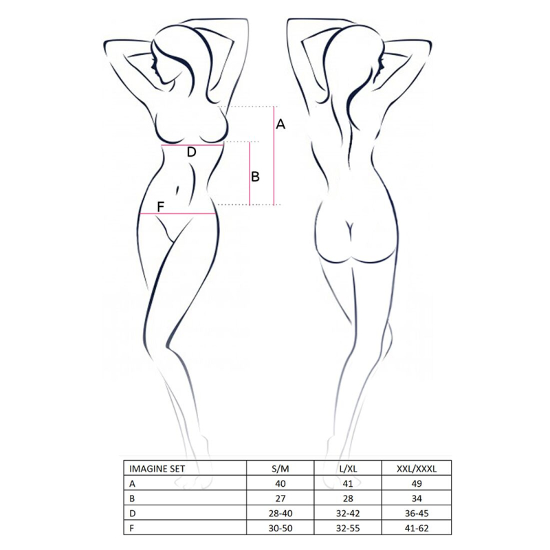 Комплект белья Passion IMAGINE SET OpenBra L/XL, черный цвет, лиф – мини-сорочка, трусики с оборками