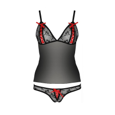 Комплект білизни Passion MELISSA SET S/M, чорний колір, ліф–сорочка зі шнурівкою і трусики