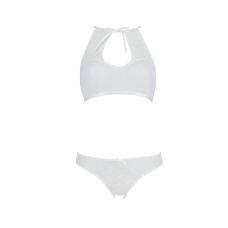 Комплект із бра, трусиків з ажурним декором та відкритим кроком Passion URSULA SET 2XL/3XL, білий