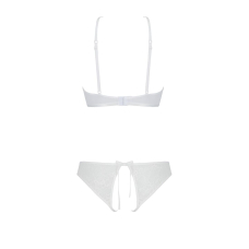 Комплект із бра, трусиків з ажурним декором та відкритим кроком Passion URSULA SET 2XL/3XL, білий