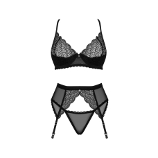 Комплект Obsessive Chemeris 3–pcs set XL/2XL, стрінги, пояс для панчіх, бюстгальтер