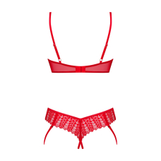 Комплект Obsessive Ingridia 2–pcs crotchless set XL/2XL, червоний, з доступом, відкриті груди
