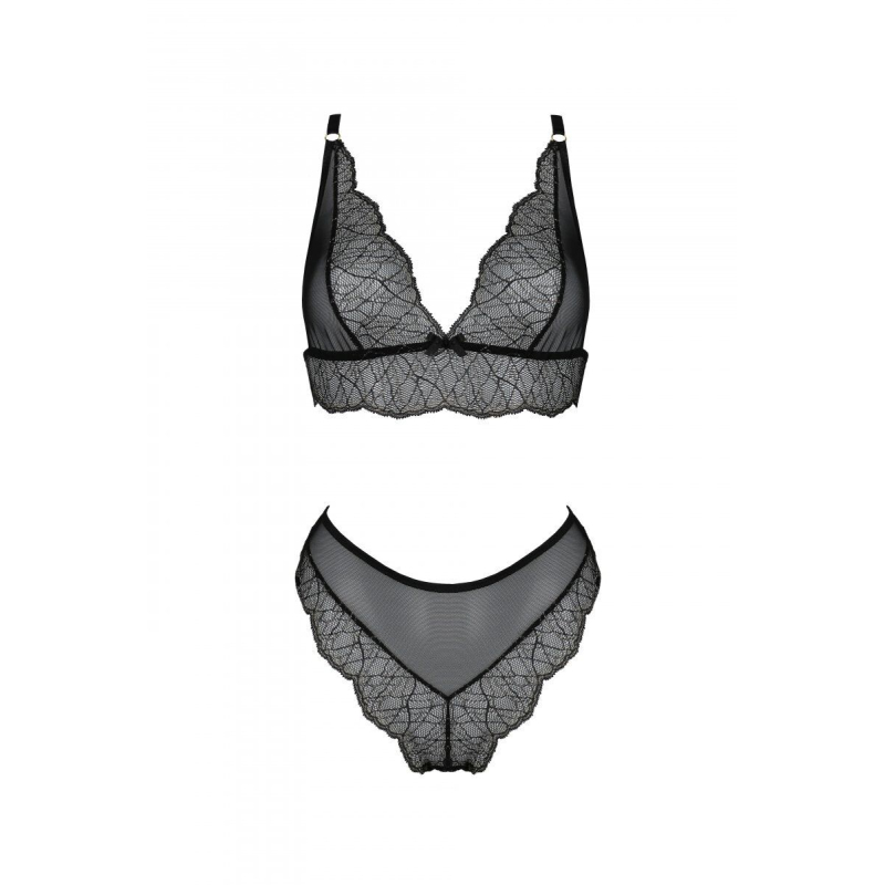 Комплект Passion AMBERLY SET Чорний, L/XL, бралет і трусики бразиліана