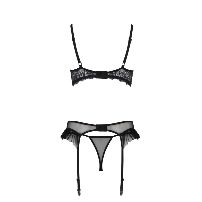 Комплект Passion KERRIA SET WITH OPEN BRA Чорний L/XL – ECO Passion