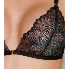Комплект з відкритим доступом Passion DELIENA SET L/XL Чорний, ліф, стрінги, пояс для панчіх