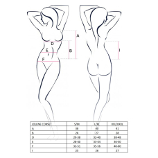 Корсет з пажами Passion JOLENE CORSET S/M, чорний колір, трусики, напіввідчинені груди, напівпрозорий