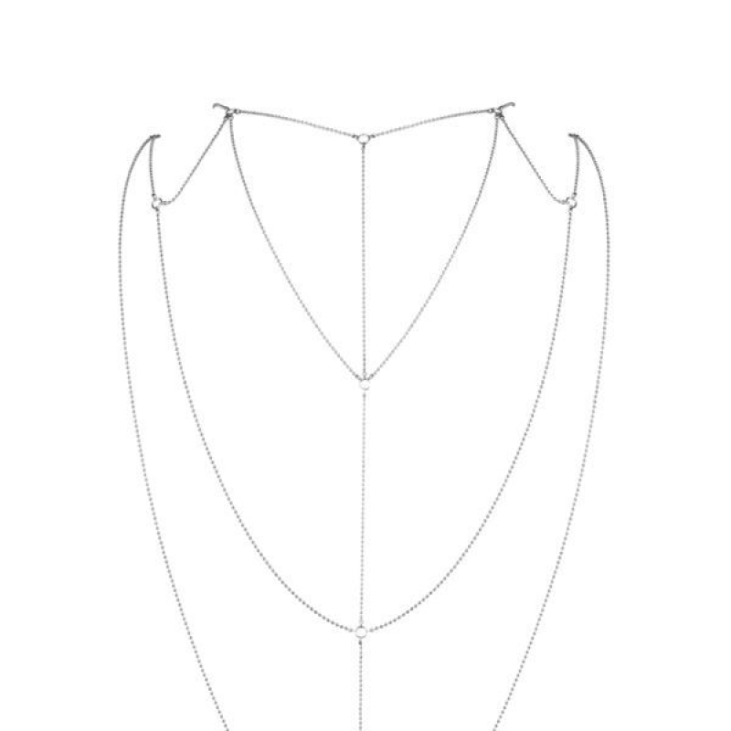 Цепочка для спины Bijoux Indiscrets Magnifique Back and Cleavage Chain – Серебристый, украшение для тела