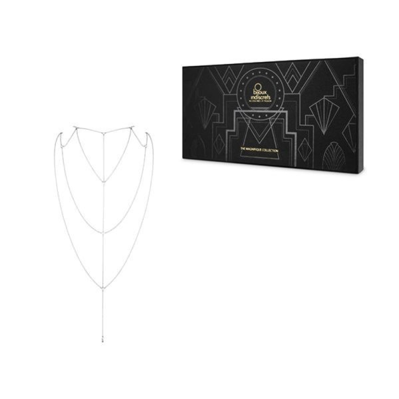 Цепочка для спины Bijoux Indiscrets Magnifique Back and Cleavage Chain – Серебристый, украшение для тела