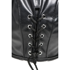 Маска з рогами Master Series: Dungeon Demon Bondage Mask with Horns, чорна
