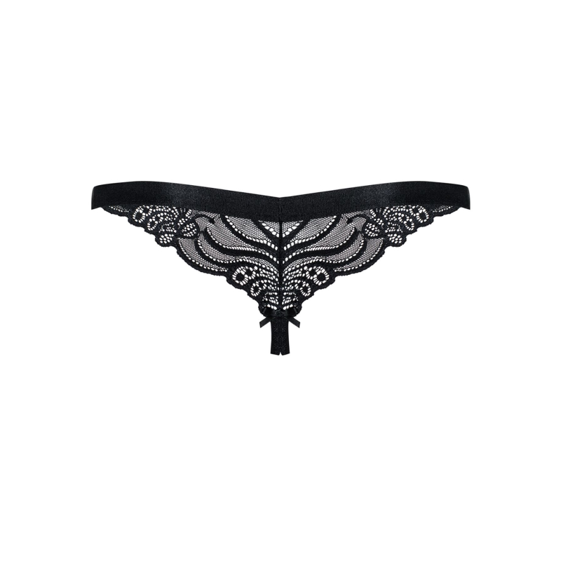 Кружевные танги с доступом Obsessive 828–THC–1 crotchless thong S/M, черные