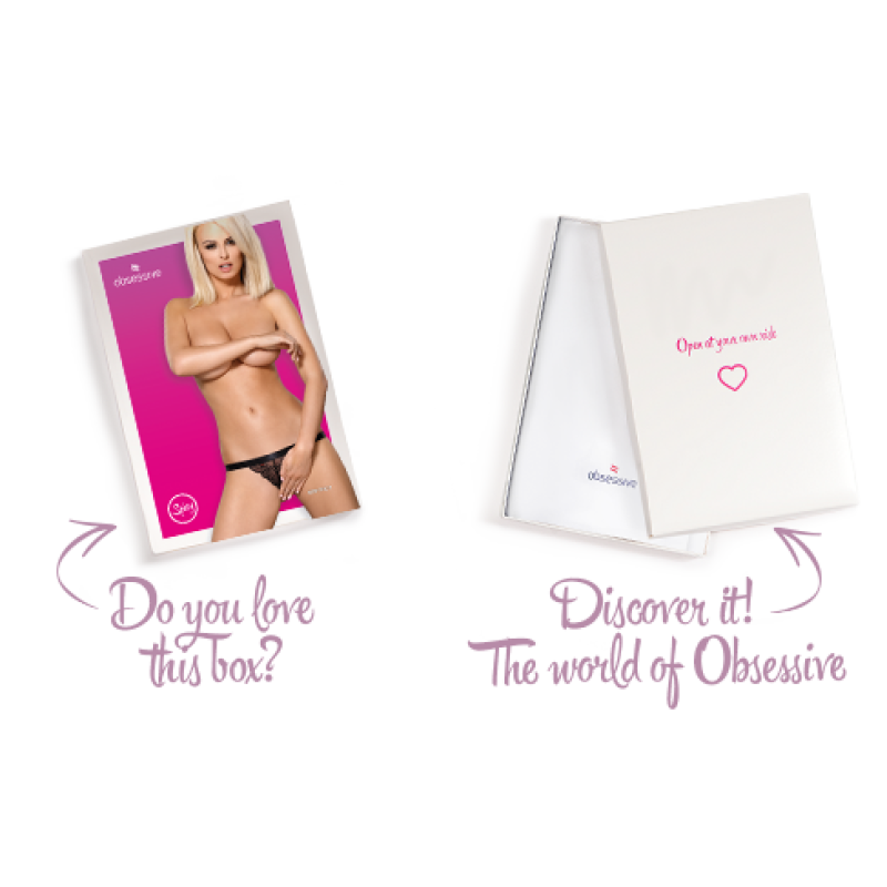 Кружевные танги с доступом Obsessive 828–THC–1 crotchless thong S/M, черные