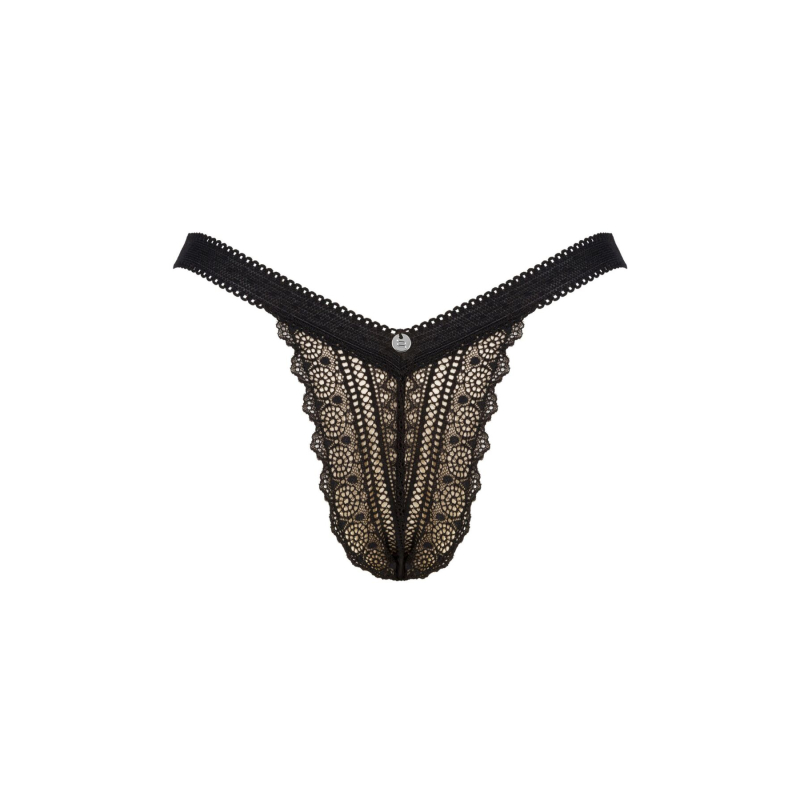 Мереживні трусики із заниженою талією Obsessive Estiqua panties M/L, чорні
