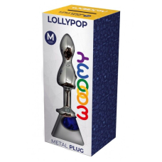 Металева анальна пробка Wooomy Lollypop Double Ball Metal Plug Blue M діаметр 3,1 см, довжина 9,4 см