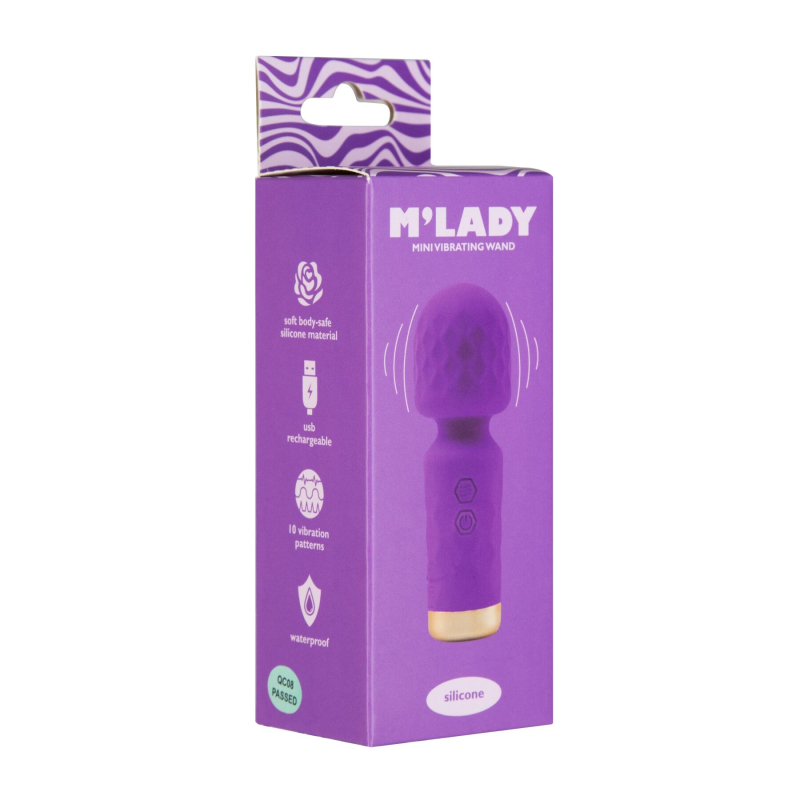Мини вибромассажер-микрофон - M’Lady Mini Vibrating Wand, фиолетового цвета