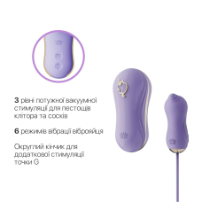 Набір 2в1: віброяйце + вакуум – Zalo UNICORN Violet – 3 режими вакууму, 6 режимів вібрації