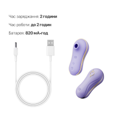 Набір 2в1: віброяйце + вакуум – Zalo UNICORN Violet – 3 режими вакууму, 6 режимів вібрації