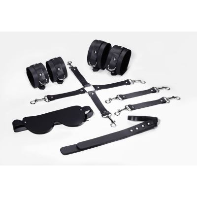 Набір для БДСМ 5 в 1 Feral Feelings BDSM Kit 5 Black, наручники, поножі, хрестовина, маска, падл