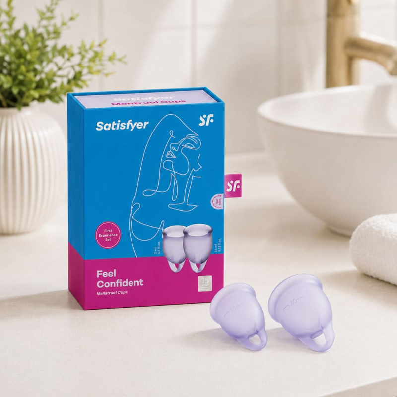 Набір менструальних чаш Satisfyer Feel Confident (lila), 15мл та 20мл