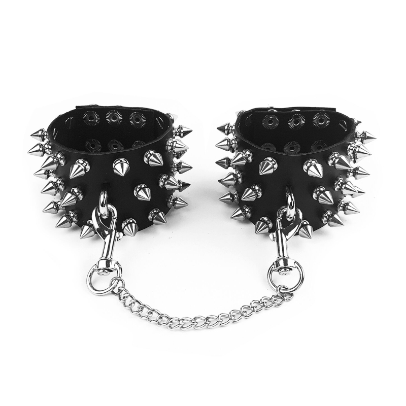 Наручники с шипами Art of Sex – Rose Spiked Leather Handcuffs, натуральная кожа