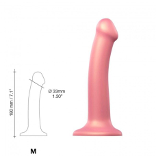 Насадка для страпона Strap-On-Me Mono Density Dildo Rose M, диам. 3.3 см, однослойный силикон, гибкий