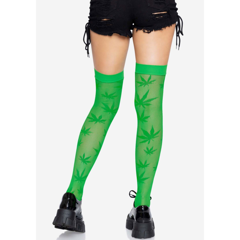 Панчохи з малюнком Leg Avenue 420 Net thigh highs зелений