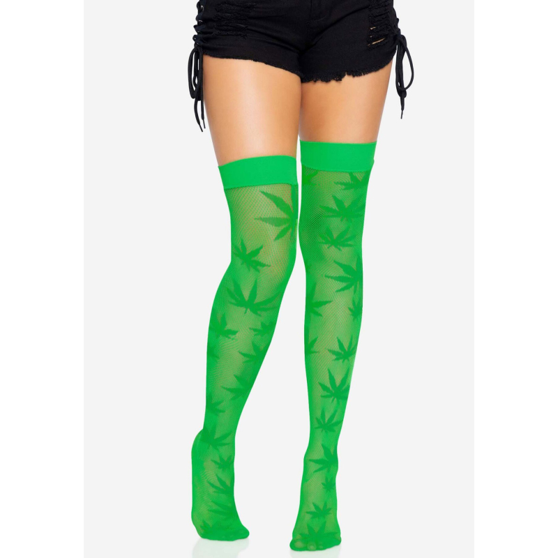 Панчохи з малюнком Leg Avenue 420 Net thigh highs зелений