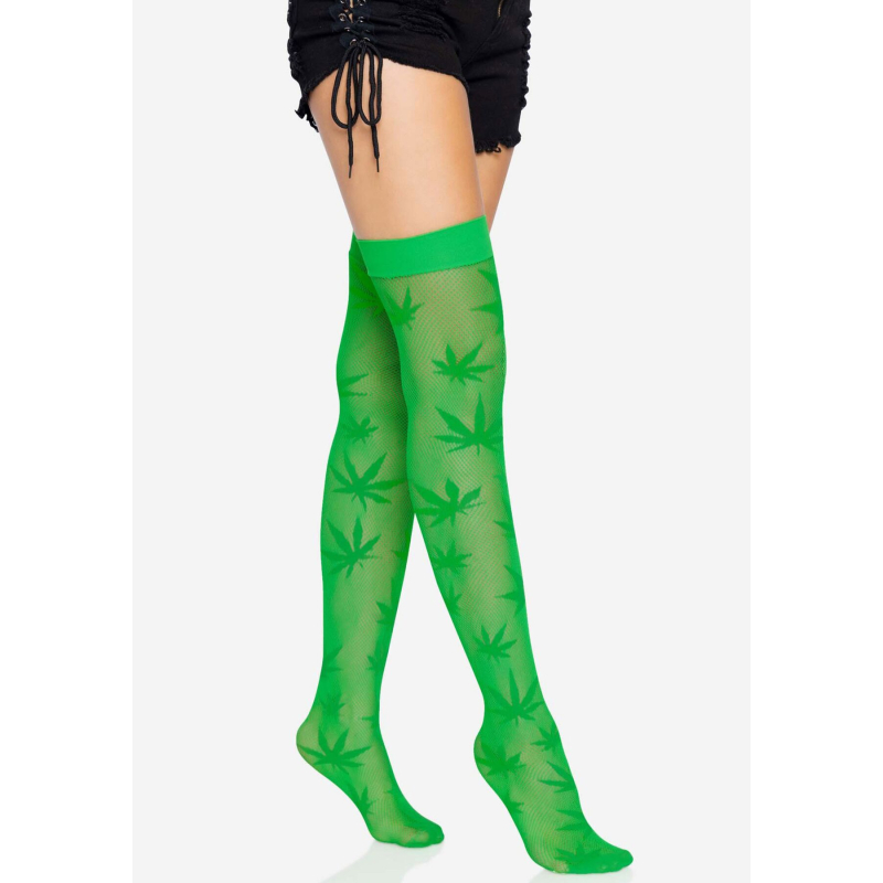 Панчохи з малюнком Leg Avenue 420 Net thigh highs зелений