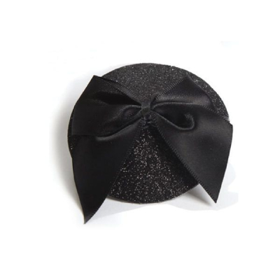 Пестіс Bijoux Indiscrets Burlesque pasties GLITTER and BOW – чорного кольору