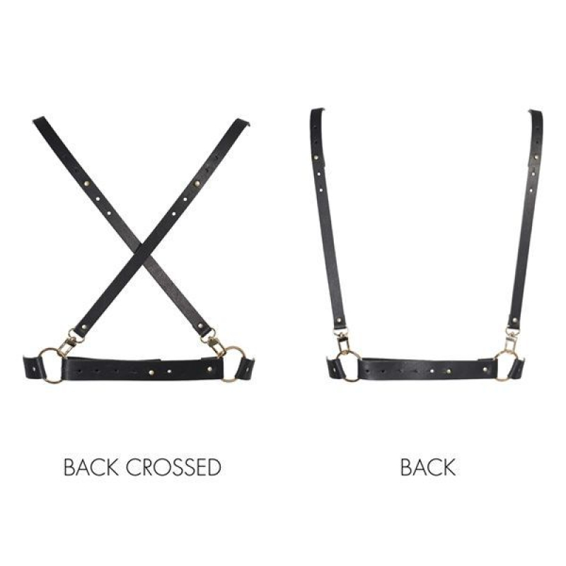 Портупея Bijoux Indiscrets MAZE – X Harness Чорний колір, екошкіра