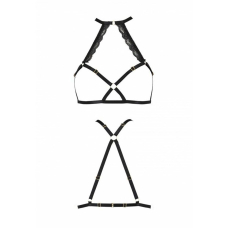 Портупея зі стреп з мереживом Passion Exclusive LORRY BRA L/XL, чорний колір