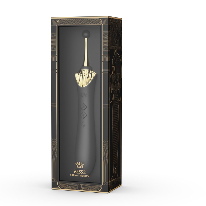 Премиальный вибратор – Zalo Bess 2 Obsidian Black – 4 сменные насадки, нагрев до 42°, технология DirectPower
