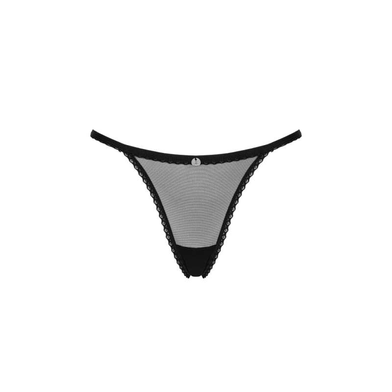 Прозрачные стринги с кружевом Obsessive Celia Noir thong XS/S