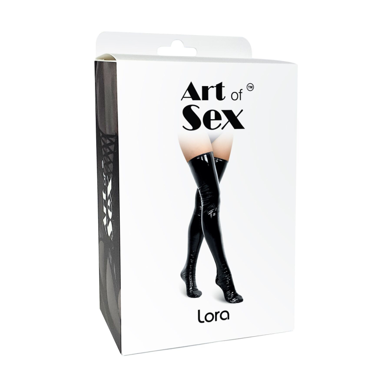 Сексуальні вінілові панчохи Art of Sex – Lora, розмір M, колір чорний