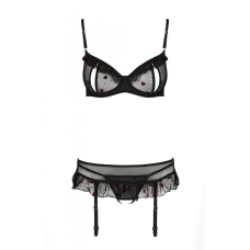 Сексуальний комплект з поясом для панчіх Passion LOVELIA SET S/M, чорний колір