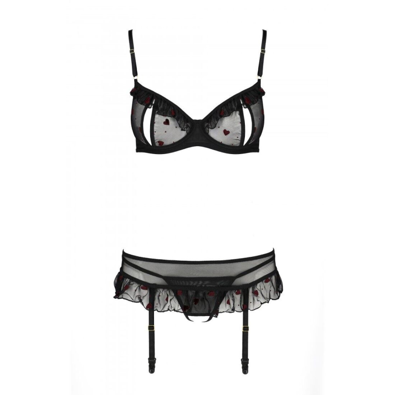 Сексуальный комплект с поясом для чулок Passion LOVELIA SET S/M, черный