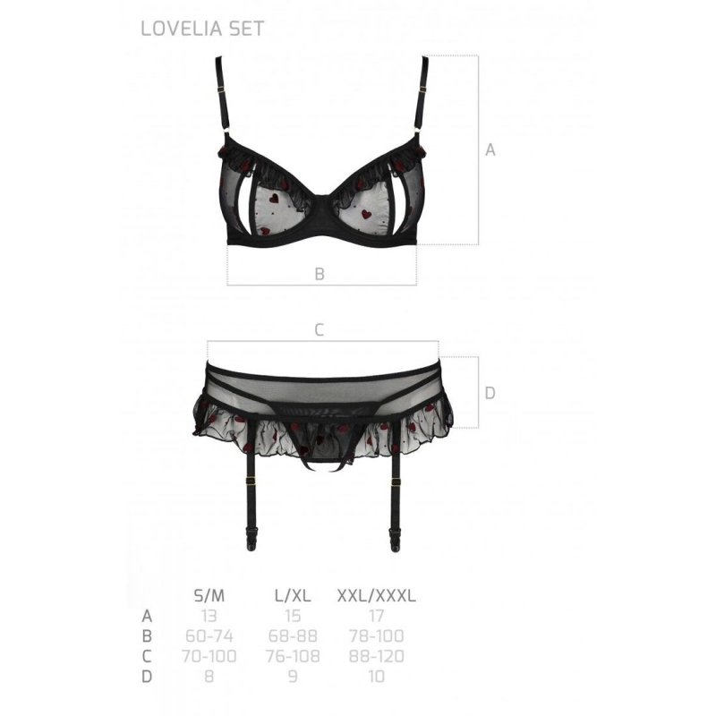 Сексуальный комплект с поясом для чулок Passion LOVELIA SET S/M, черный