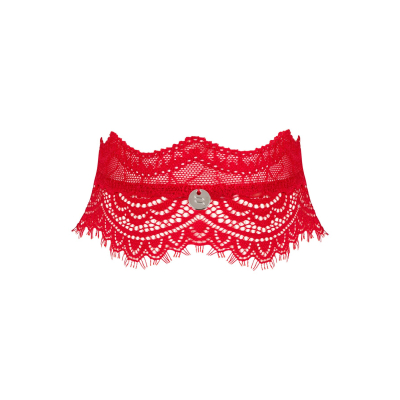 Широкий мереживний чокер Obsessive Bergamore choker, червоний