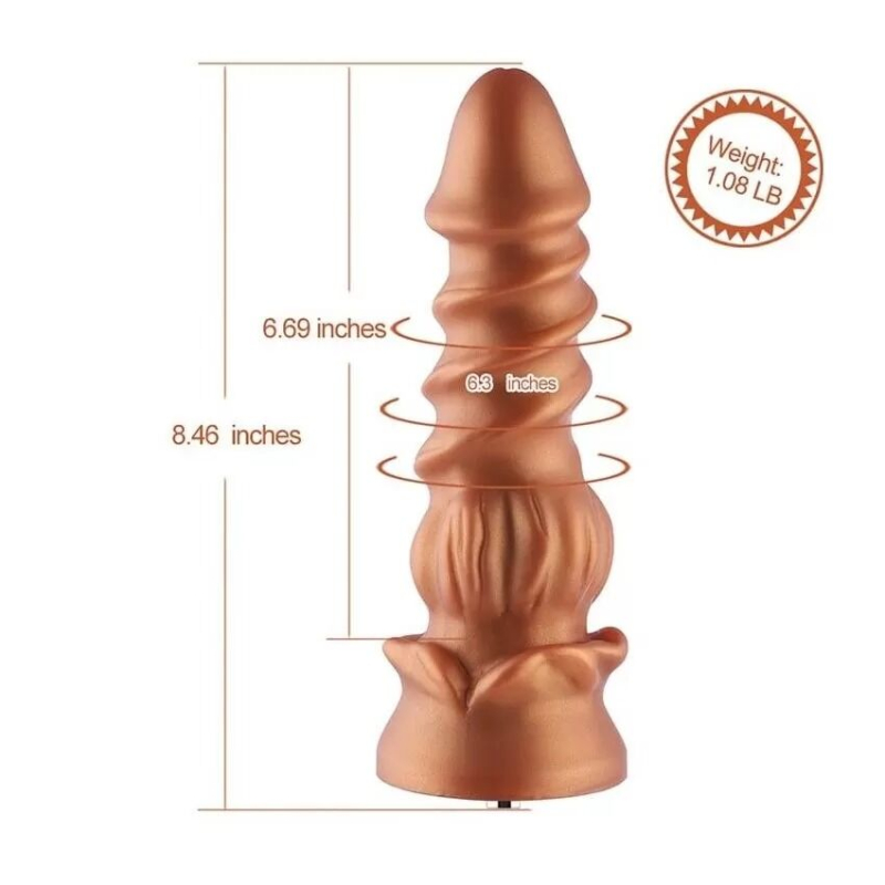 Силіконовий дилдо Hismith Spiral Grain, Monster Series, довжина 21.5 см
