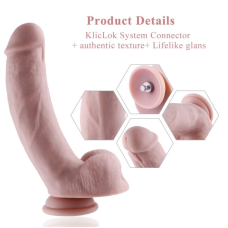 Силіконовий вигнутий фалоімітатор для секс-машин Hismith Silicone Dildo, система KlicLok, довж.21 см