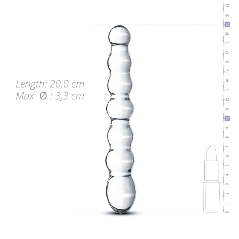 Скляний фалоімітатор у вигляді намистин Gildo Glass Dildo No. 19, довжина 20 см