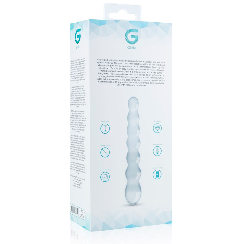 Скляний фалоімітатор у вигляді намистин Gildo Glass Dildo No. 19, довжина 20 см