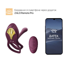 Смарт-эрекционное кольцо Zalo - BAYEK Velvet Purple, двойное с вводной частью, пульт ДК