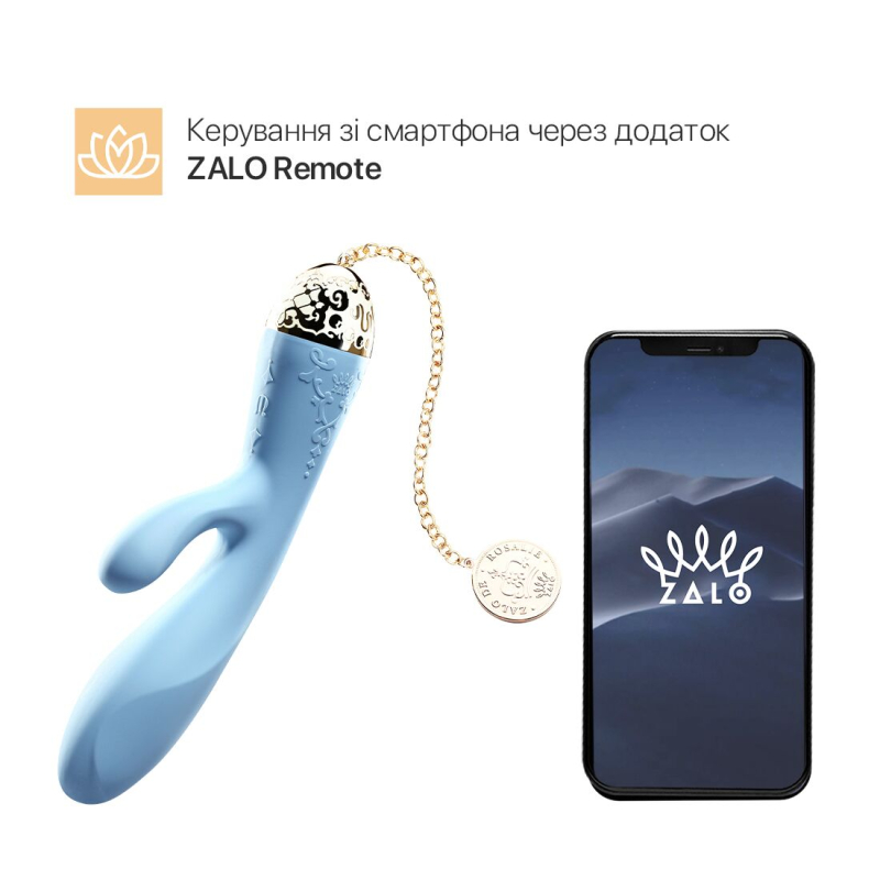 Смарт-вибратор кролик – Zalo Rosalie Royal Blue – синхронное управление, дистанционное управление на расстоянии