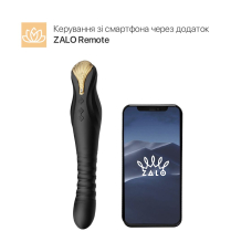 Смарт вібратор-пульсатор з кристалом Swarovski – Zalo King Obsidian Black – керування на відстанні з телефона